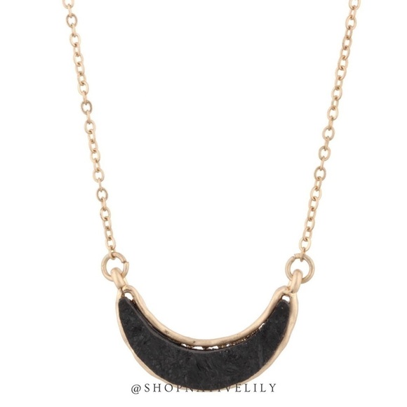 Jane Marie Jewelry - Jane Marie Druzy Bib Necklace Gold Black Sparkle Statement Chain OS NWT